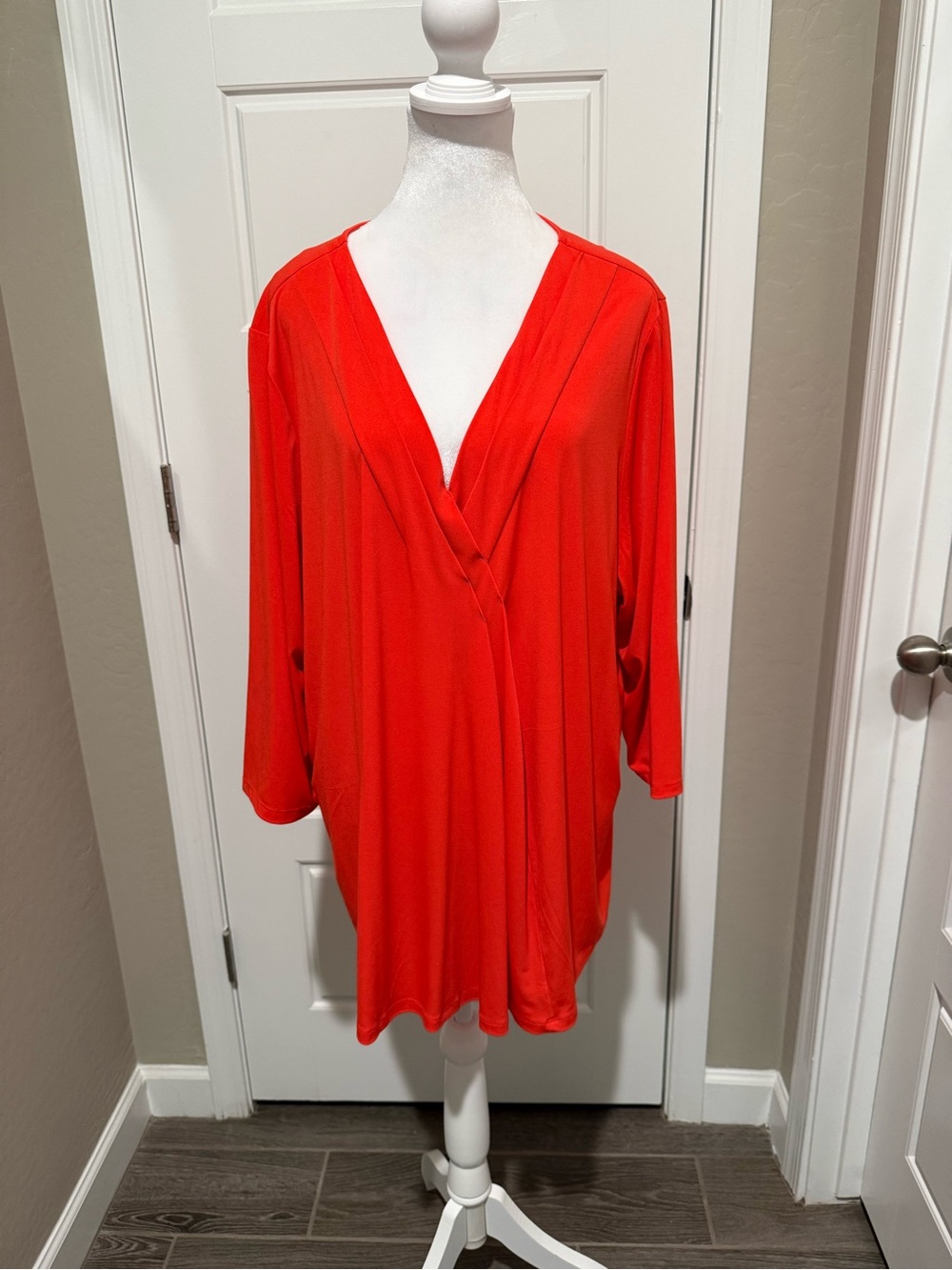 Lane Bryant Vibrant Orange Draped V-Neck Tunic